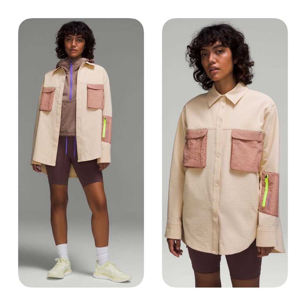 [8] LULULEMON Grid Fleece Overshirt Jacket Prosecco Pink Clay Size 8 camping